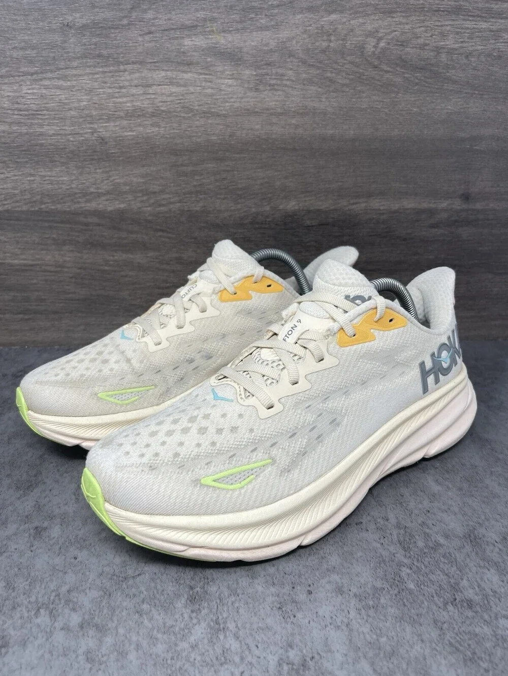 HOKA Clifton 9 Size 9.5 Womens Vanilla Astral Cushioned Road Running Shoes